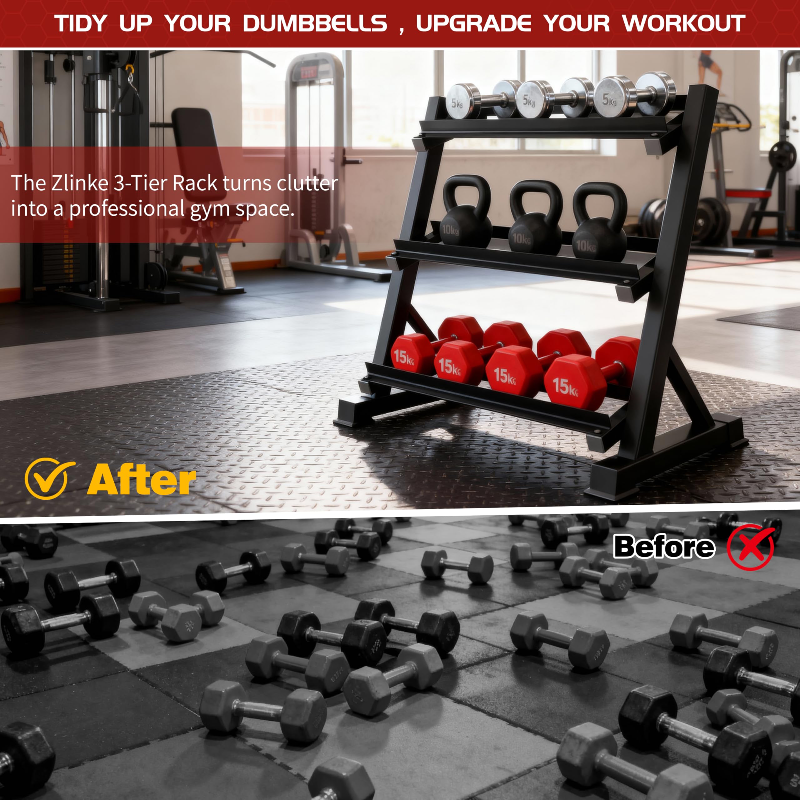 Amazon.co.jp: Zlinke 3段ダンベルラック マルチレベルウェイト